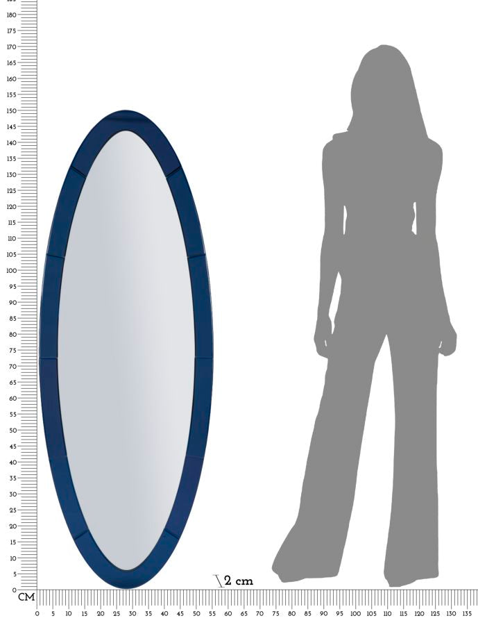 Specchio Da Muro Oslo Blu Cm 55X2X150 Elegante E Funzionale