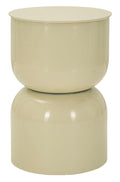 Tavolinetto in Metallo Crema Oyi Diametro 31 Cm Altezza 46 Cm Finitura Lucida Linee Morbide Design Sobrio