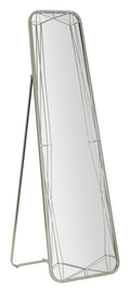 Specchio Da Pavimento In Metallo Argentato Con Linee Sottili E Geometriche Dimensioni 43x150 Cm