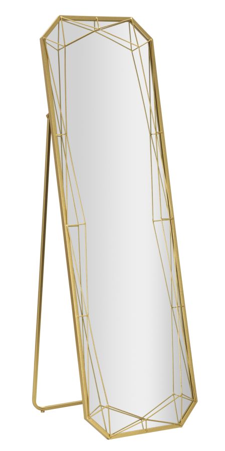 Specchio Da Terra Dorato Intrecciato Misura Specchio 43x150 Cm Design Glamour Elegante