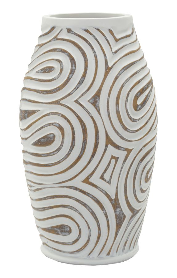 Vaso Oblix In Poliresina Diametro 19,5 Cm Altezza 35 Cm Apertura 10,5 Cm Decori a Spirale Compatto e Raffinato