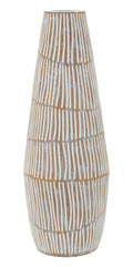 Vaso Resina Hanoi Alto 47 Cm Diametro 17 Cm Apertura 6 Cm Polyresina Incisioni Raffinate Finitura Naturale