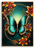 Stampa decorata su tela laccata c/cornice butterly cm fir wood, canvas and