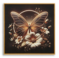Stampa c/led su tela laccata c/cornice butterfly cm fir wood, canvas and pl