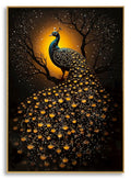 Stampa decorata su tela laccata c/cornice peacock cm fir wood, canvas and p