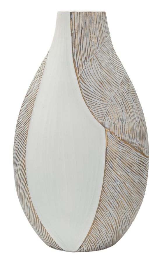 Vaso Resina Ho Chi Minh 29,5 X 13,5 X 50 Cm Polyresin Con Apertura 8 X 5 Linee Curve Elegante