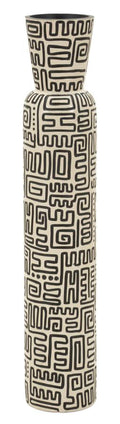 Vaso Resina Nairobi Alto Polyresin Diametro 16 Cm Altezza 86 Cm Apertura 12,5 Cm Con Motivi Tribali Moderni