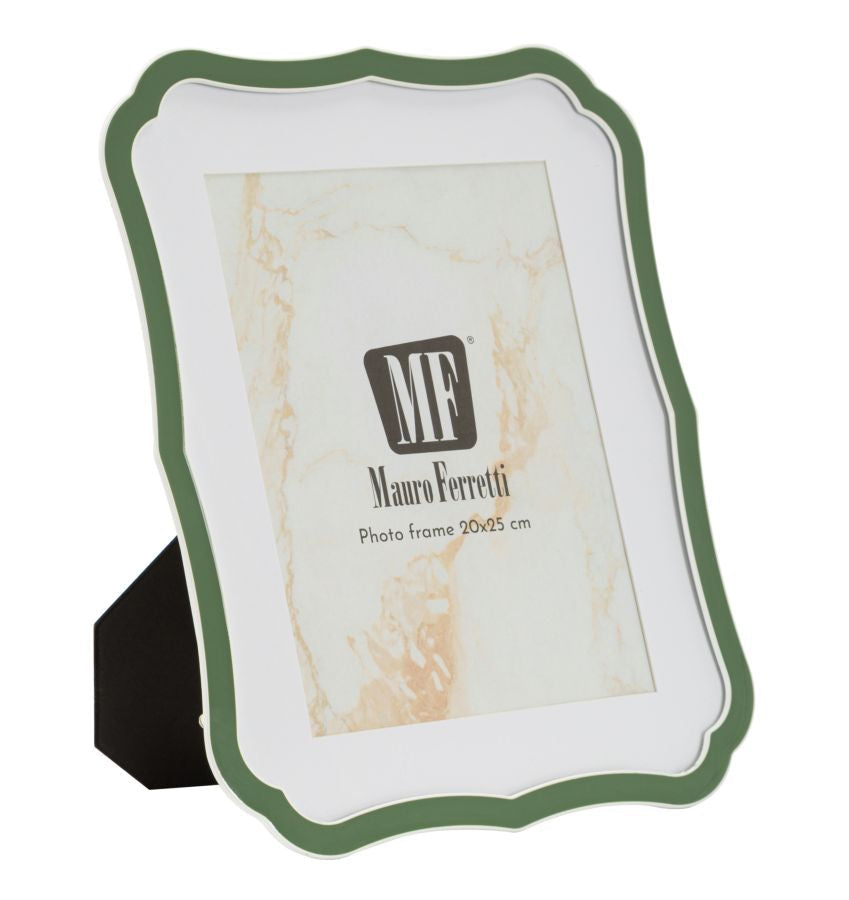 Cornice Margot Verde Effetto Zinco 20x25 cm in Metallo con Vetro per Foto Design Classico