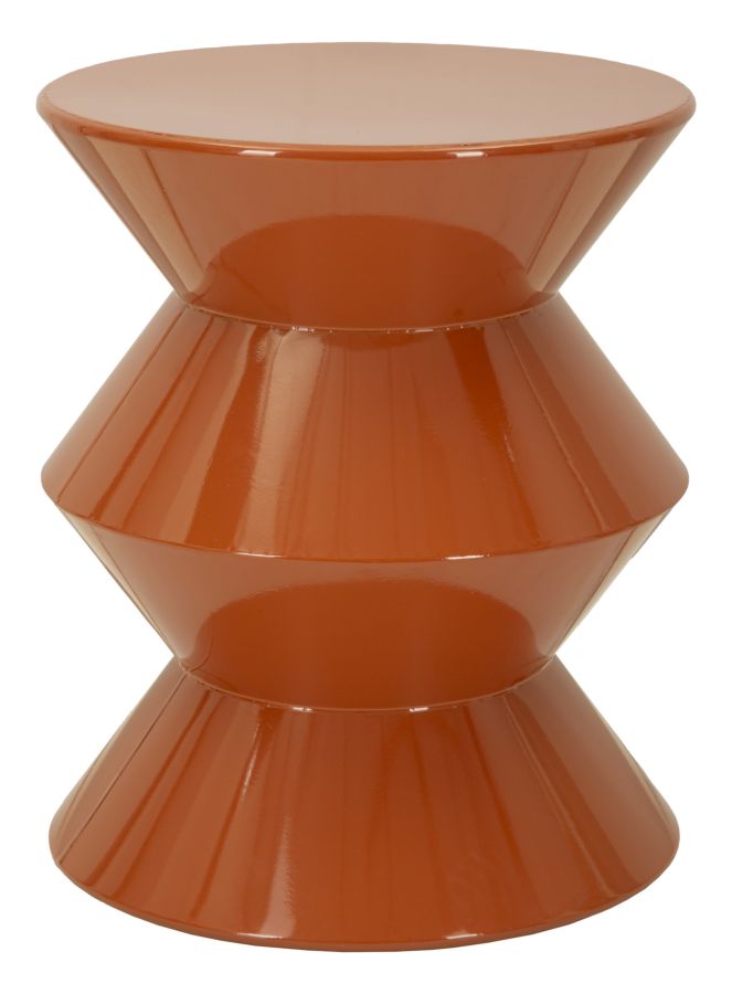 Tavolinetto Da Soggiorno In Metallo Zag Arancione Ø 37,5 X 45 Cm Finitura Brillante Design Moderno Audace