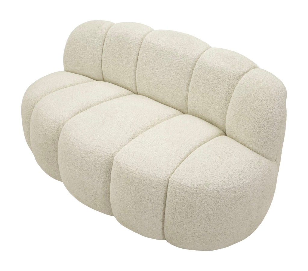 Divanetto Ball Bianco In Plywood Con Spugna E Poliestere 145x80x69 Cm Design Scultoreo Glamour