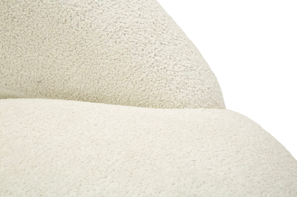 Poltrona Ginevra Bianca In Plywood Con Tessuto Bouclé Morbido E Comfort Nordic 81x78x64 Cm