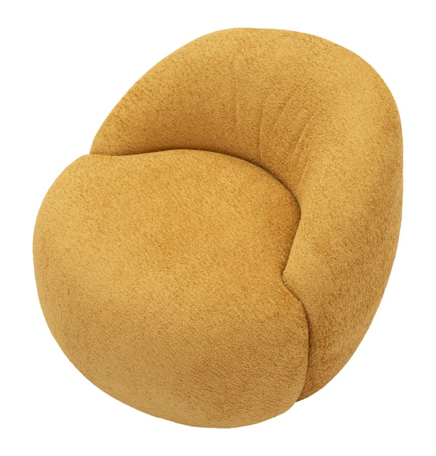 Poltrona Ginevra Senape Bouclé Con Struttura In Plywood Imbottitura In Schiuma E Poliestere 81x78x64 Cm