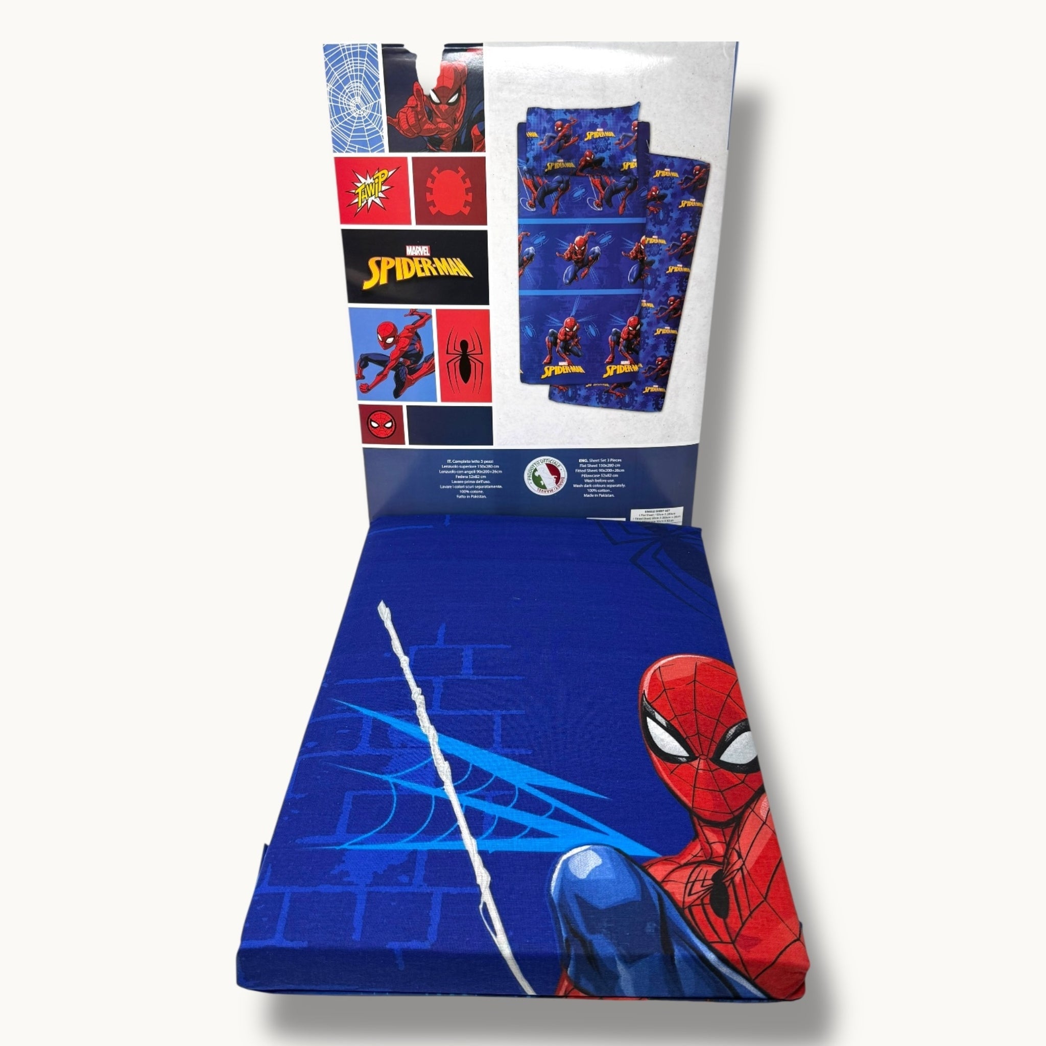 Disney Home  Completo Letto 3pezzi 1 Posto In Puro Cotone Con Stampa Spider-man Disney  Art. Je12186