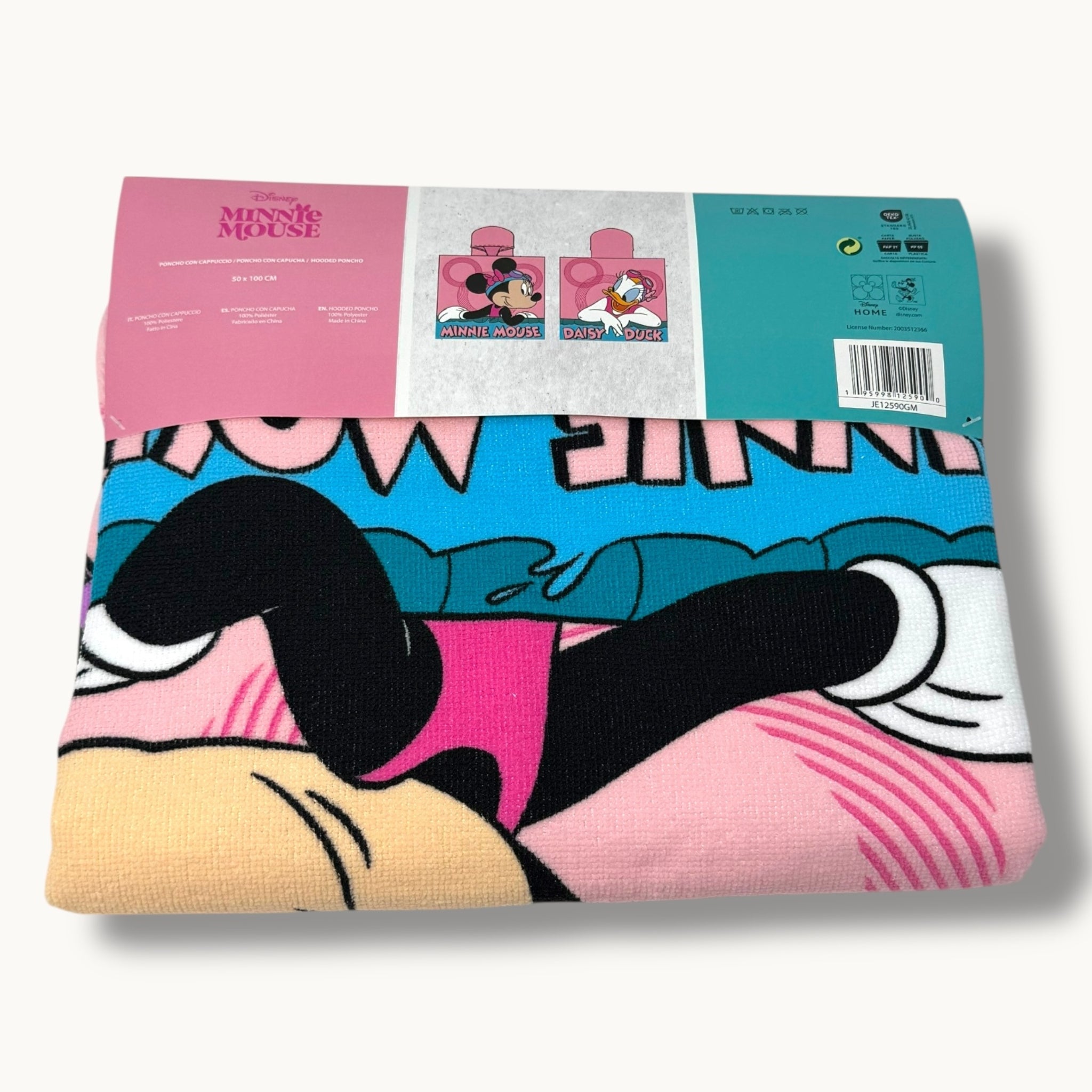 Disney Home  Poncho Bimba Con Cappuccio In Spugna Con Stampa Minnie Mouse Art. Je12590
