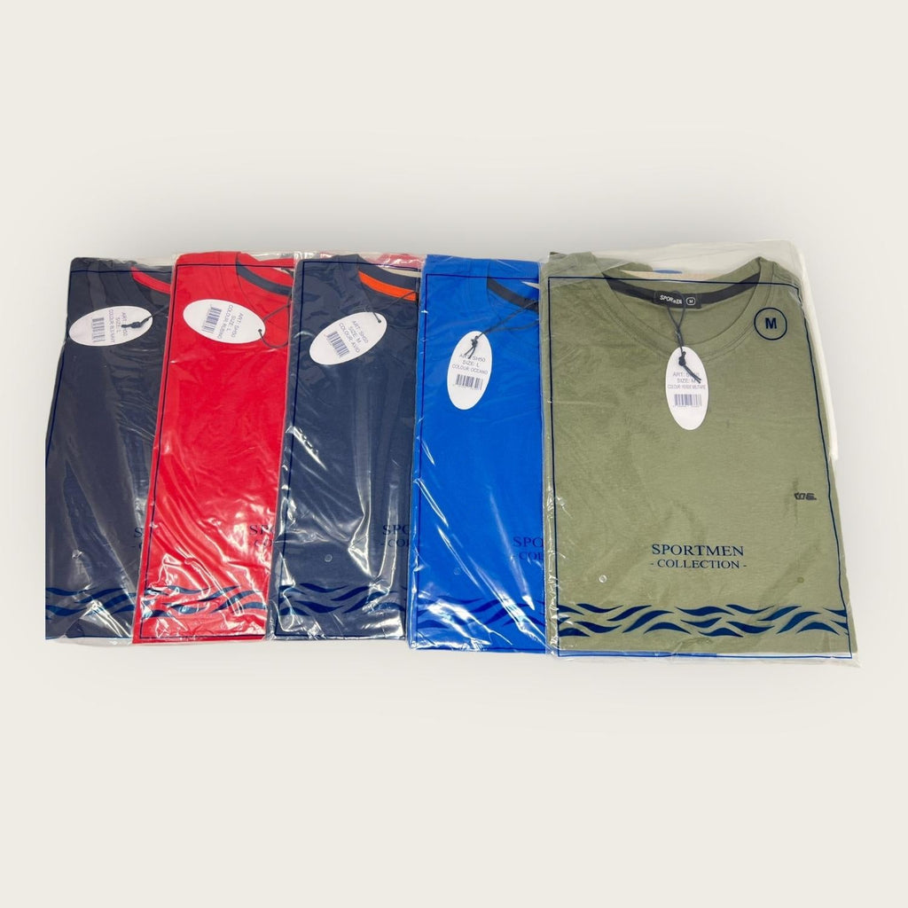 Sportman T-shirt Uomo Mezza Manica Con Ricamo E Banda In Tinta In Puro Cotone  Art. Sh50