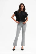 Griffai T-shirt Manica Corta con Ricami e Perle Donna Nera - DGP7808
