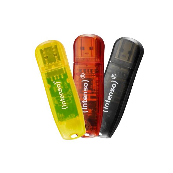 INTENSO PEN DISK RAINBOW LINE 32GB USB 2.0 CONFEZIONE DA 3 PEZZI (ARANCIONE-ROSSA-NERA) [3502483]