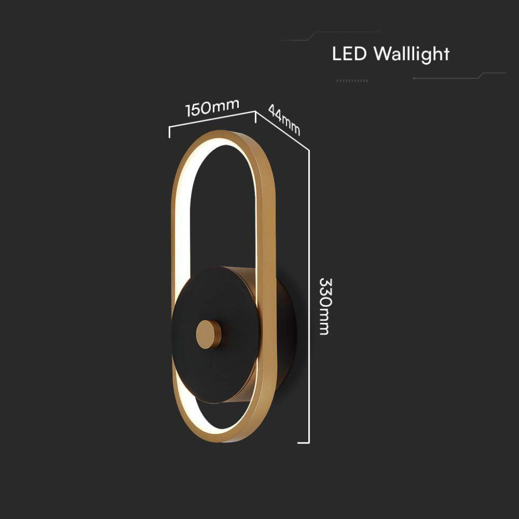 Lampada LED Muro 15W Nero/Ottone IP54 3000K V-TAC da Esterno