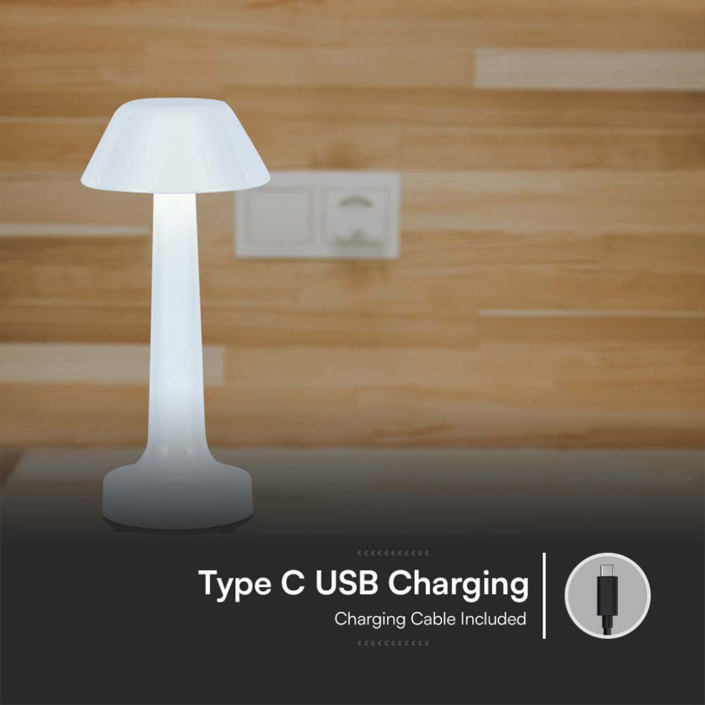 V-Tac Lampada LED da Tavolo 1W USB-C Touch Dimmerabile Bianca