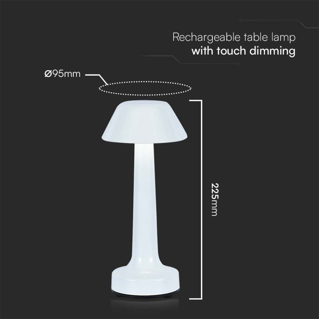 V-Tac Lampada LED da Tavolo 1W USB-C Touch Dimmerabile Bianca