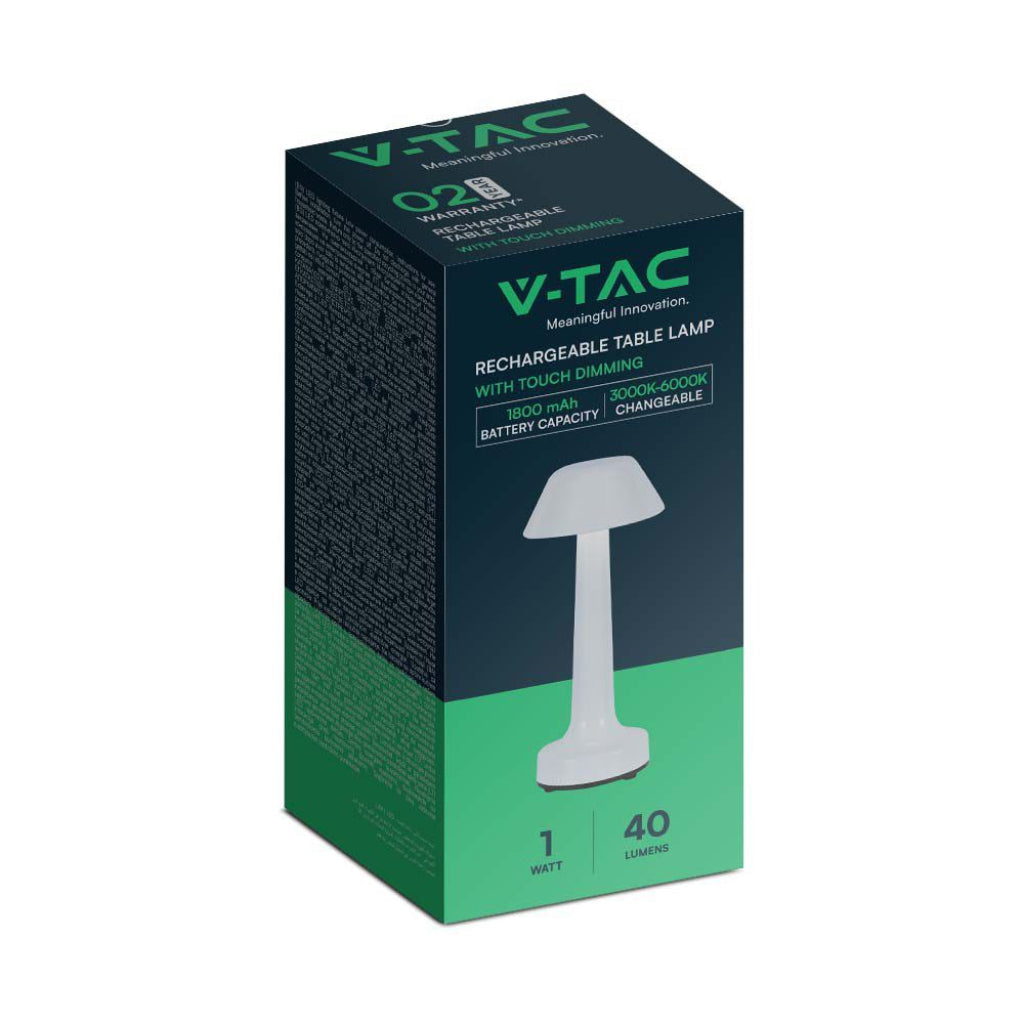 V-Tac Lampada LED da Tavolo 1W USB-C Touch Dimmerabile Bianca