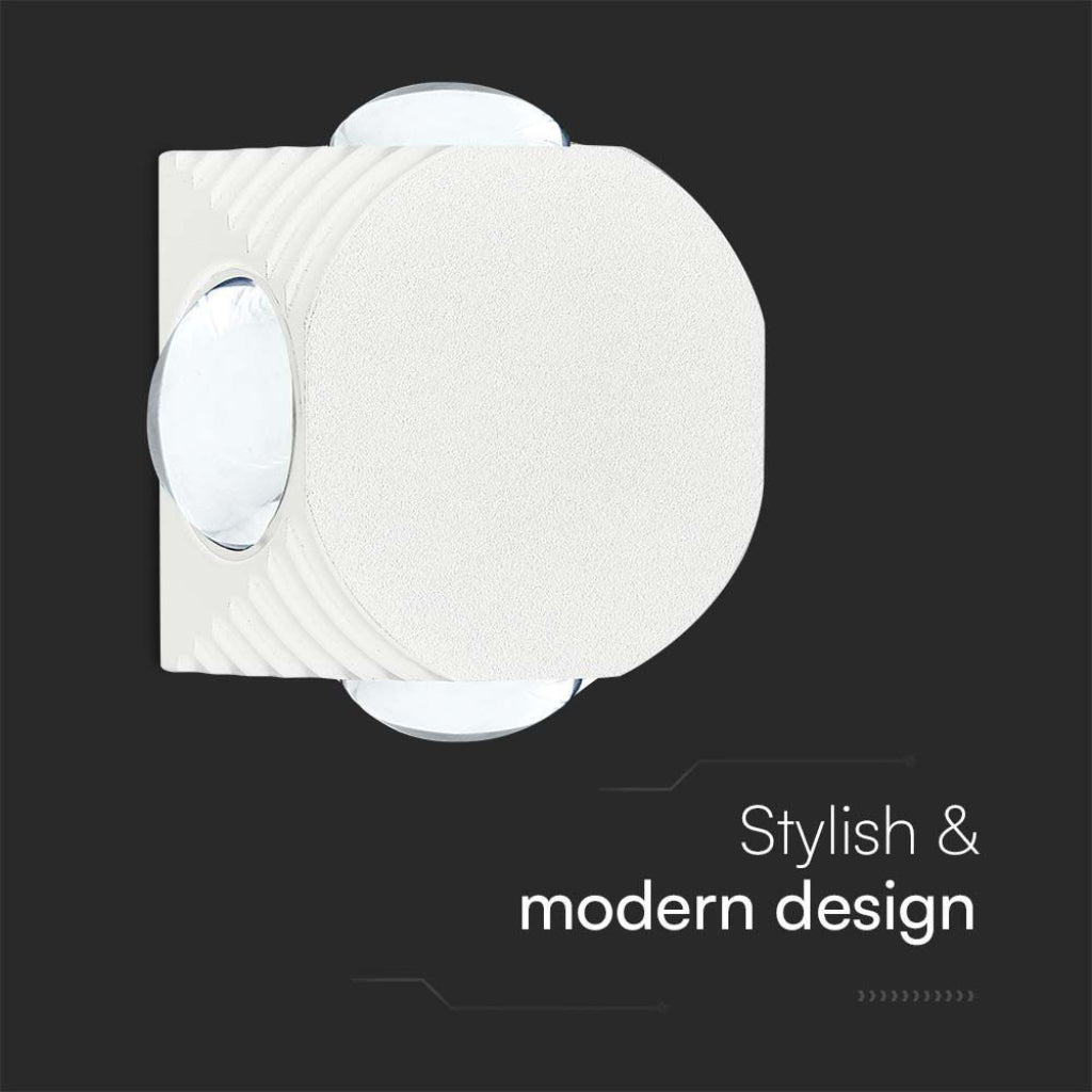 Applique LED 4W da Muro con 4 Fasci Luce 4000K IP54 Bianco