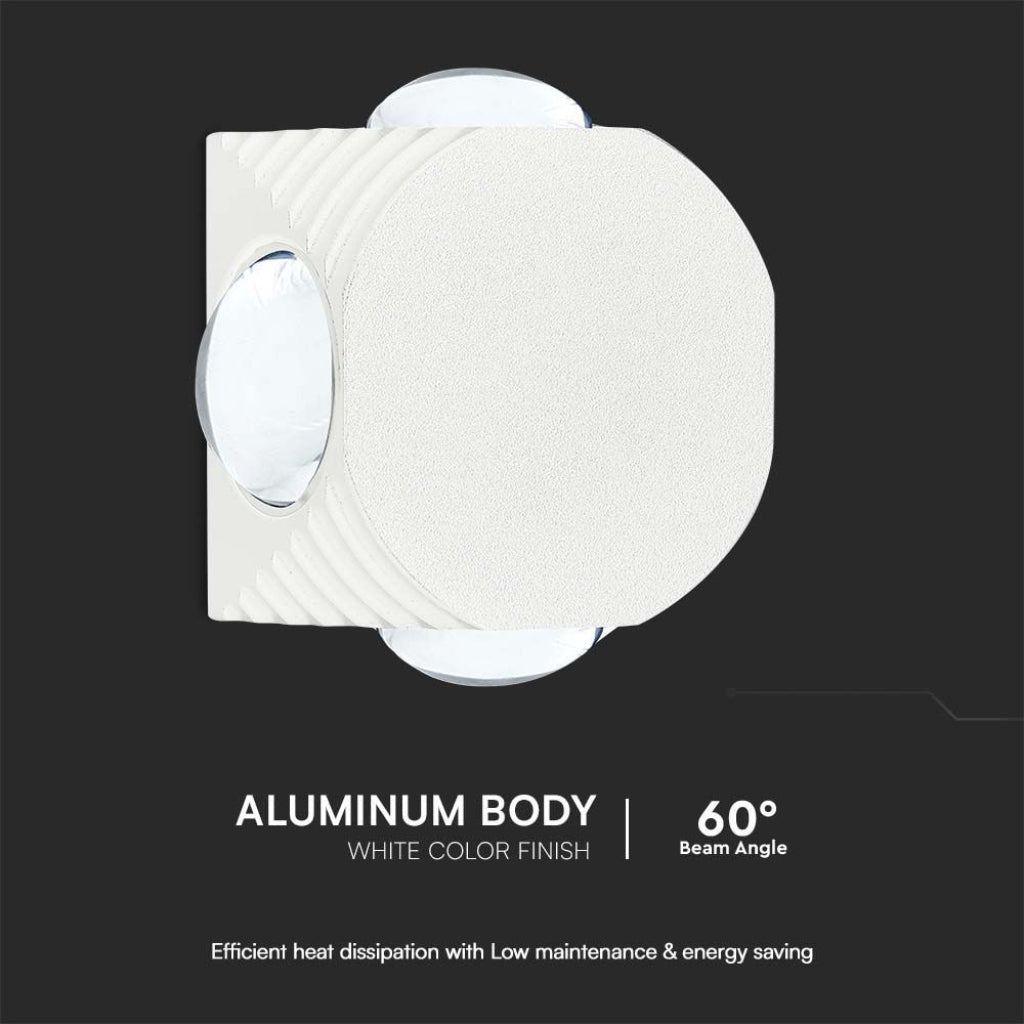 Applique LED 4W da Muro con 4 Fasci Luce 4000K IP54 Bianco
