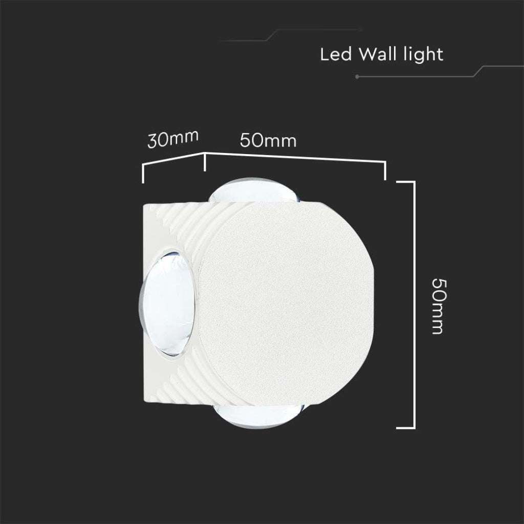 Applique LED 4W da Muro con 4 Fasci Luce 4000K IP54 Bianco