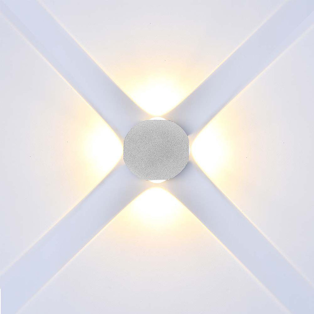 Applique LED 4W da Muro con 4 Fasci Luce 4000K IP54 Bianco
