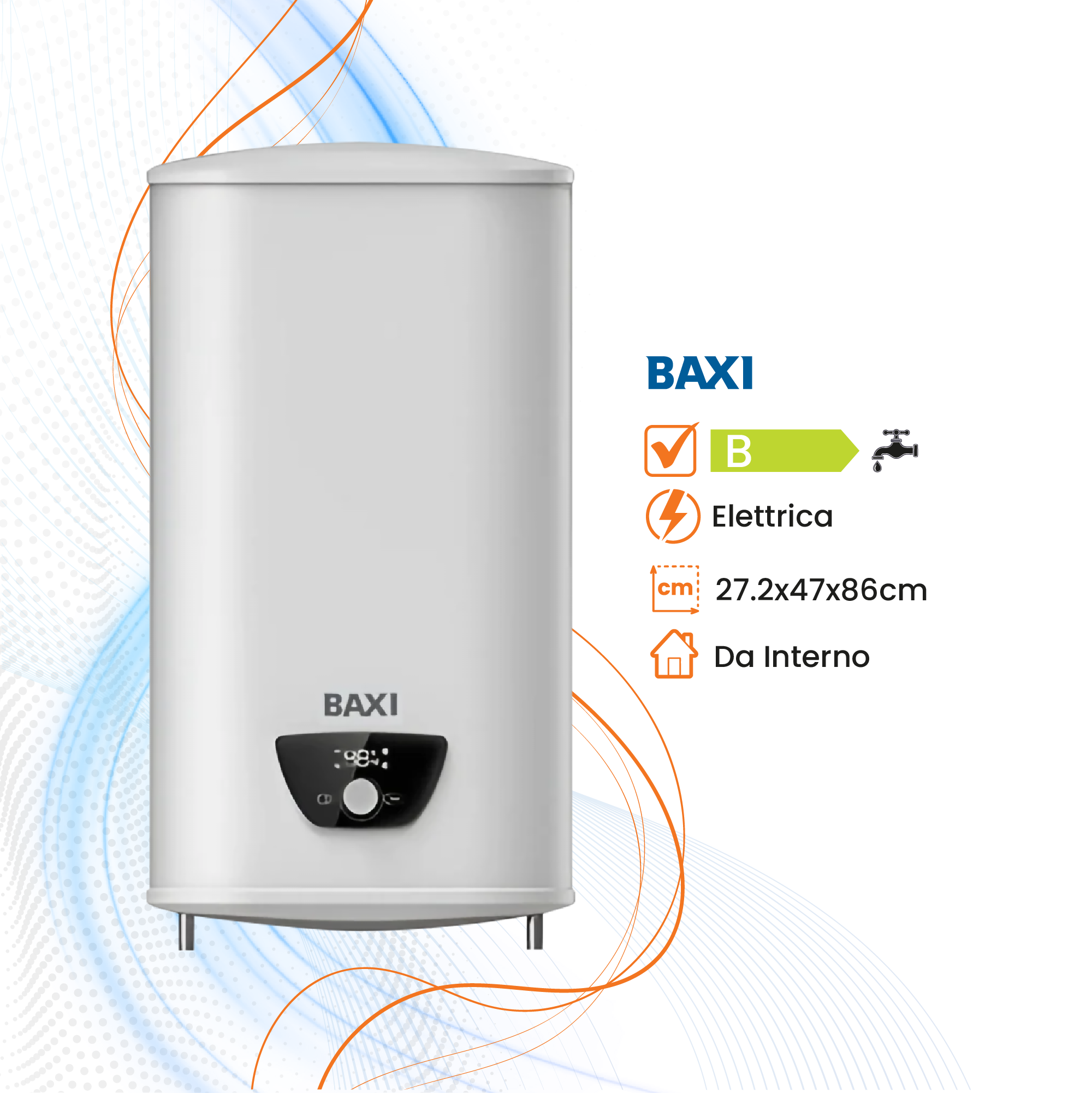 Scaldabagno Baxi Lite Compact Elettrico Orizzontale/Verticale