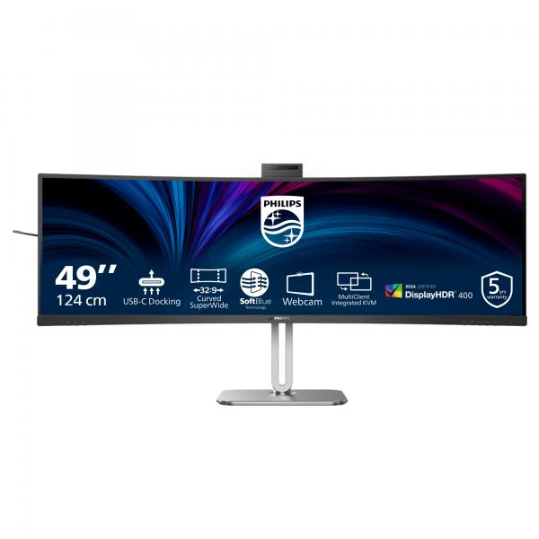 PHILIPS MONITOR CURVO 49 LED VA DUAL QHD 32:9 4MS 450 CDM, USB-C DOCK, WEBCAM, REG ALTEZZA, DP/HDMI, MULTIMEDIALE [49B2U6900CH]