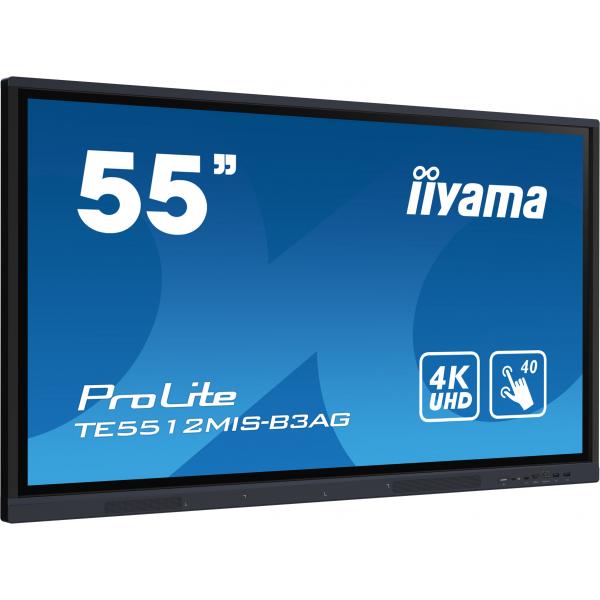 iiyama TE5512MIS-B3AG visualizzatore di messaggi Design chiosco 139,7 cm (55") LCD Wi-Fi 400 cd/m 4K Ultra HD Nero Touch screen Processore integrato Android 11 18/7 [TE5512MIS-B3AG]
