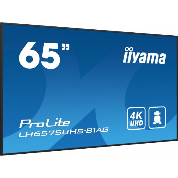 iiyama ProLite Pannello piatto per segnaletica digitale 163,8 cm (64.5") LCD Wi-Fi 500 cd/m 4K Ultra HD Nero Processore integrato Android 11 24/7 [LH6575UHS-B1AG]