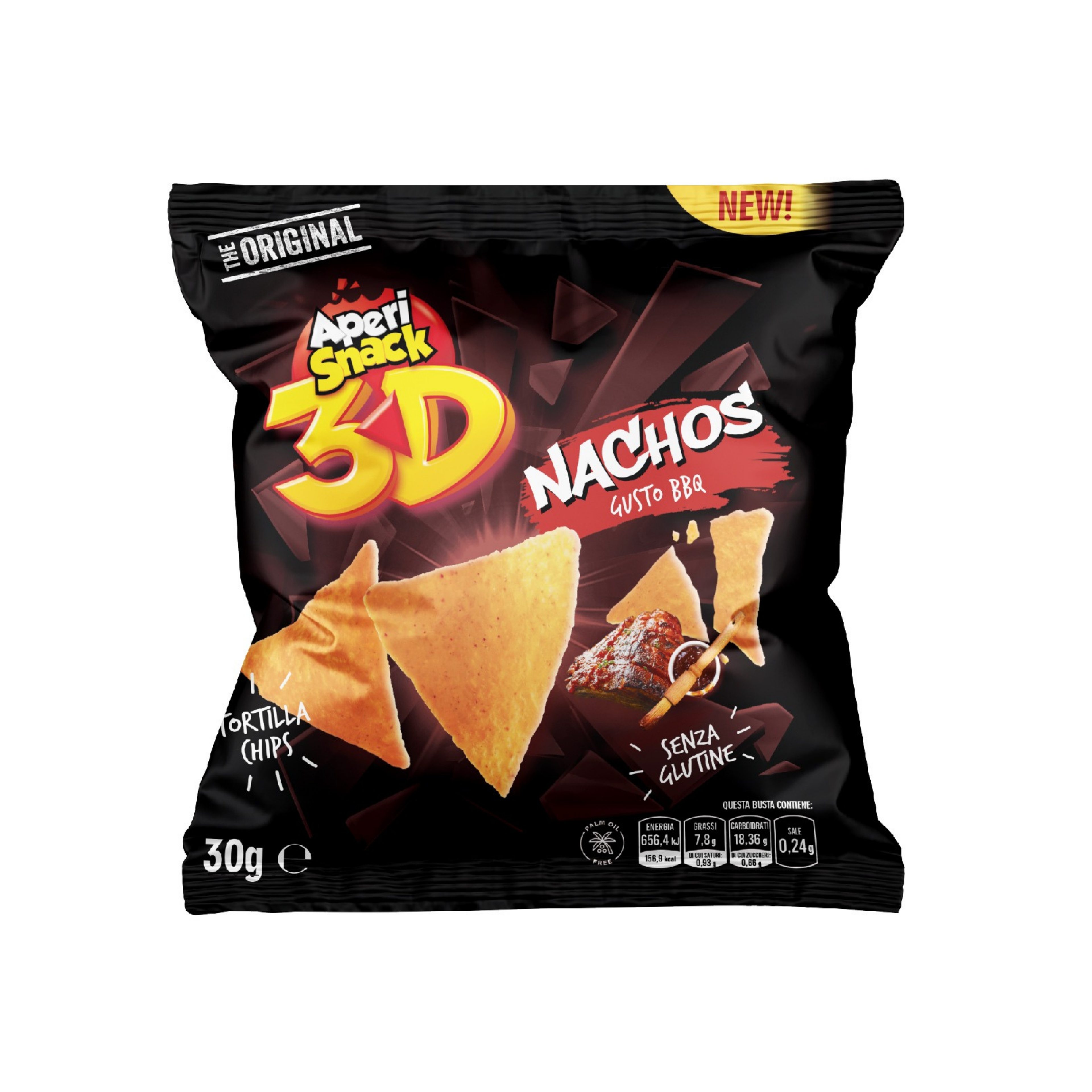 Aperi Snack 3D Nachos gusto BBQ 30gr - Confezione da 36 pezzi
