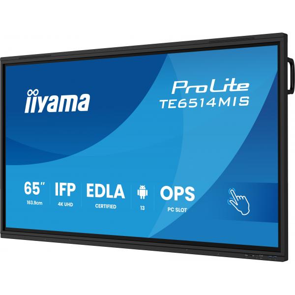 iiyama PROLITE TE6514MIS-B2AG Pannello piatto per segnaletica digitale 165,1 cm (65") LCD Wi-Fi 435 cd/m 4K Ultra HD Nero Touch screen Processore integrato Android 24/7 [TE6514MIS-B2AG]