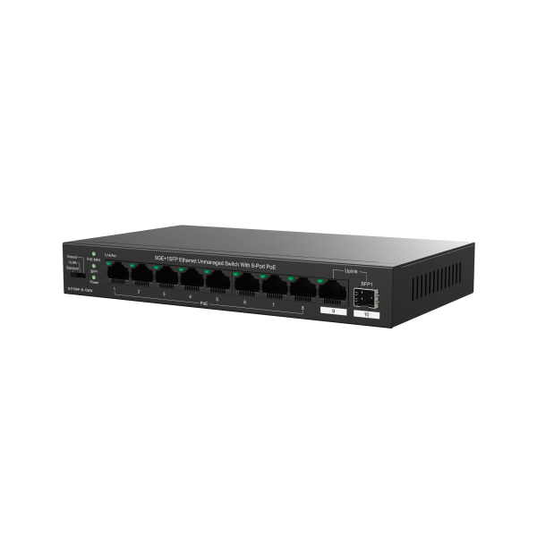 Tenda TEG1110PF-8-120W switch di rete Non gestito Gigabit Ethernet (10/100/1000) Supporto Power over Ethernet (PoE) Nero [TEG1110PF-8-120W]