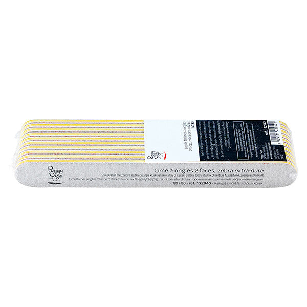 PEGGY SAGE  LOTTO 10 LIMETTE PER UNGHIE 2 FACCE, 80/80 ZEBRA