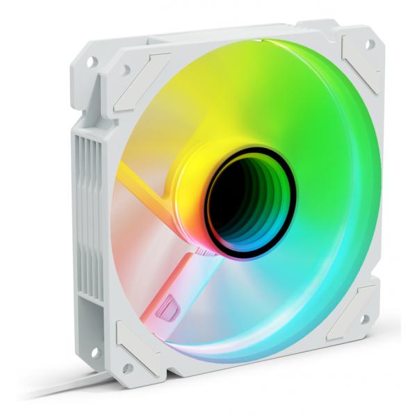 SHARKOON VENTOLA SHARK MIRROR PWM RGB REVERSE 120x120x25MM WHITE [SHARKMIRREVWH]