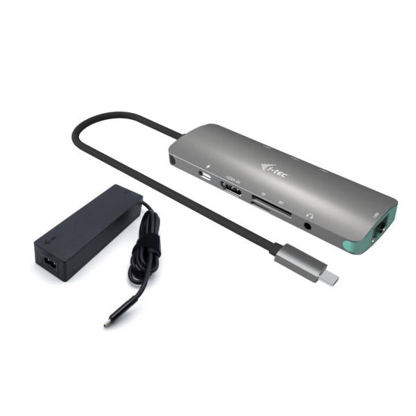 i-tec USB-C Metal Nano Docking Station 4K HDMI LAN with Power Delivery 100W + Universal Charger 100W [C31NANOLANPD100]