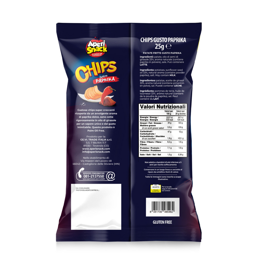 Aperi Snack Chips, gusto Paprika da 25g - Confezione da 40 pezzi