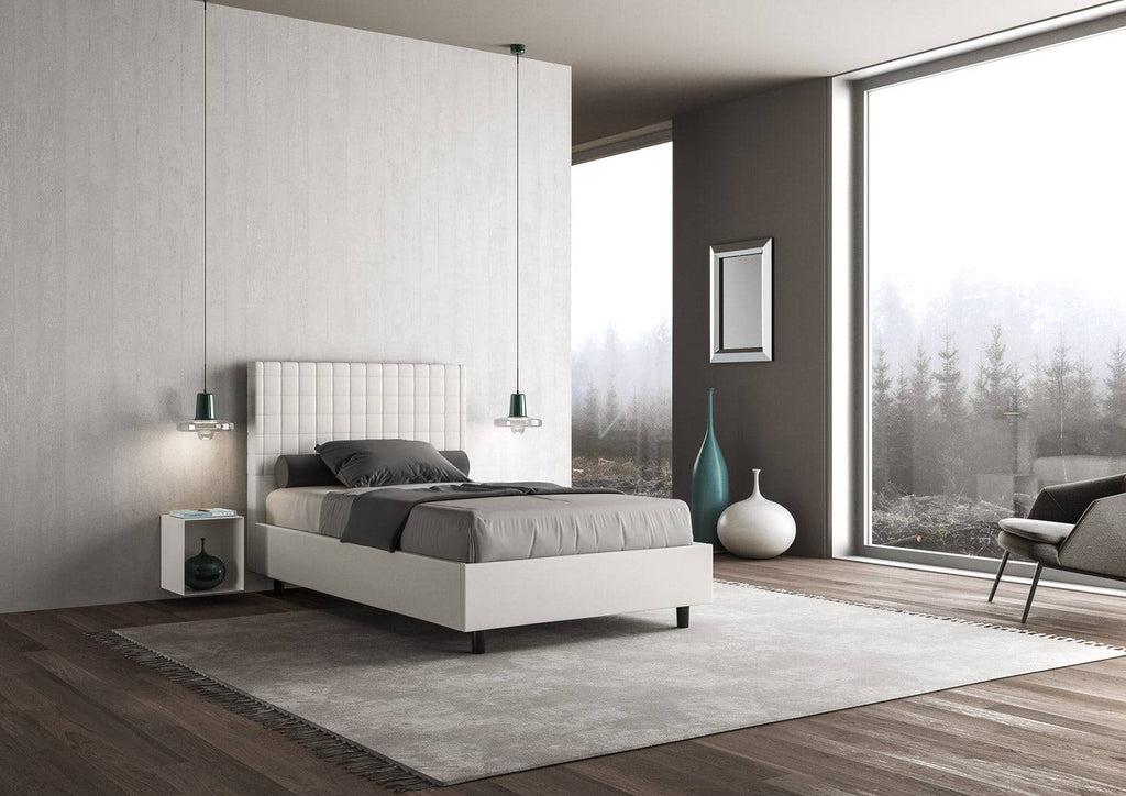 Letto singolo contenitore imbottito similpelle Sunny
