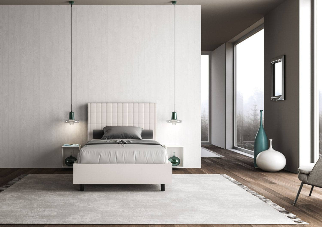 Letto singolo contenitore imbottito similpelle Sunny