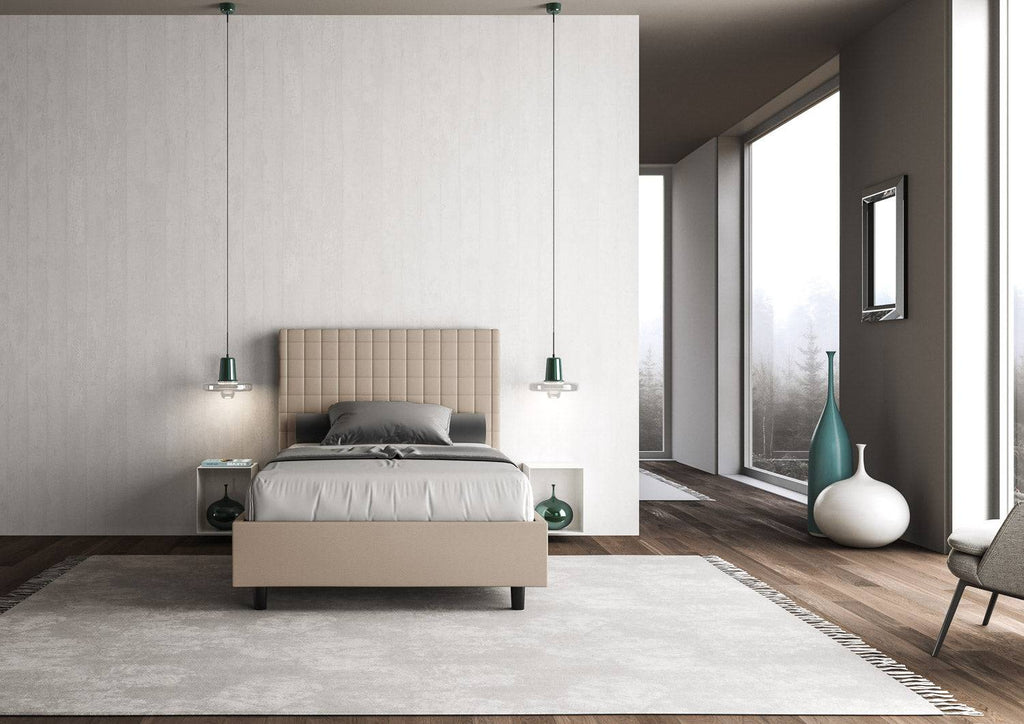 Letto singolo contenitore imbottito similpelle Sunny