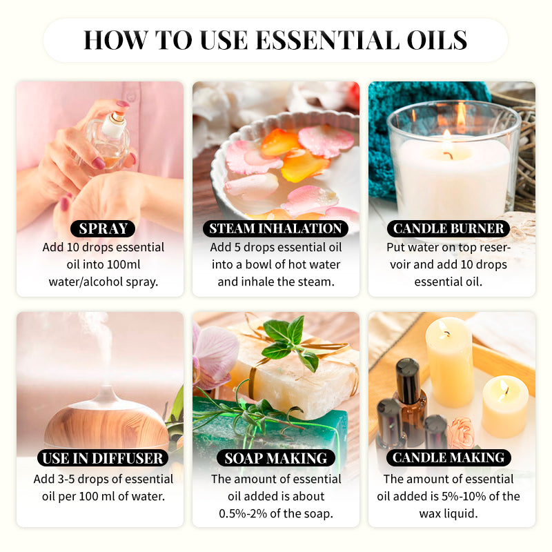Olio essenziale per aromaterapia 10 ml: olio essenziale puro alla rosa e lavanda