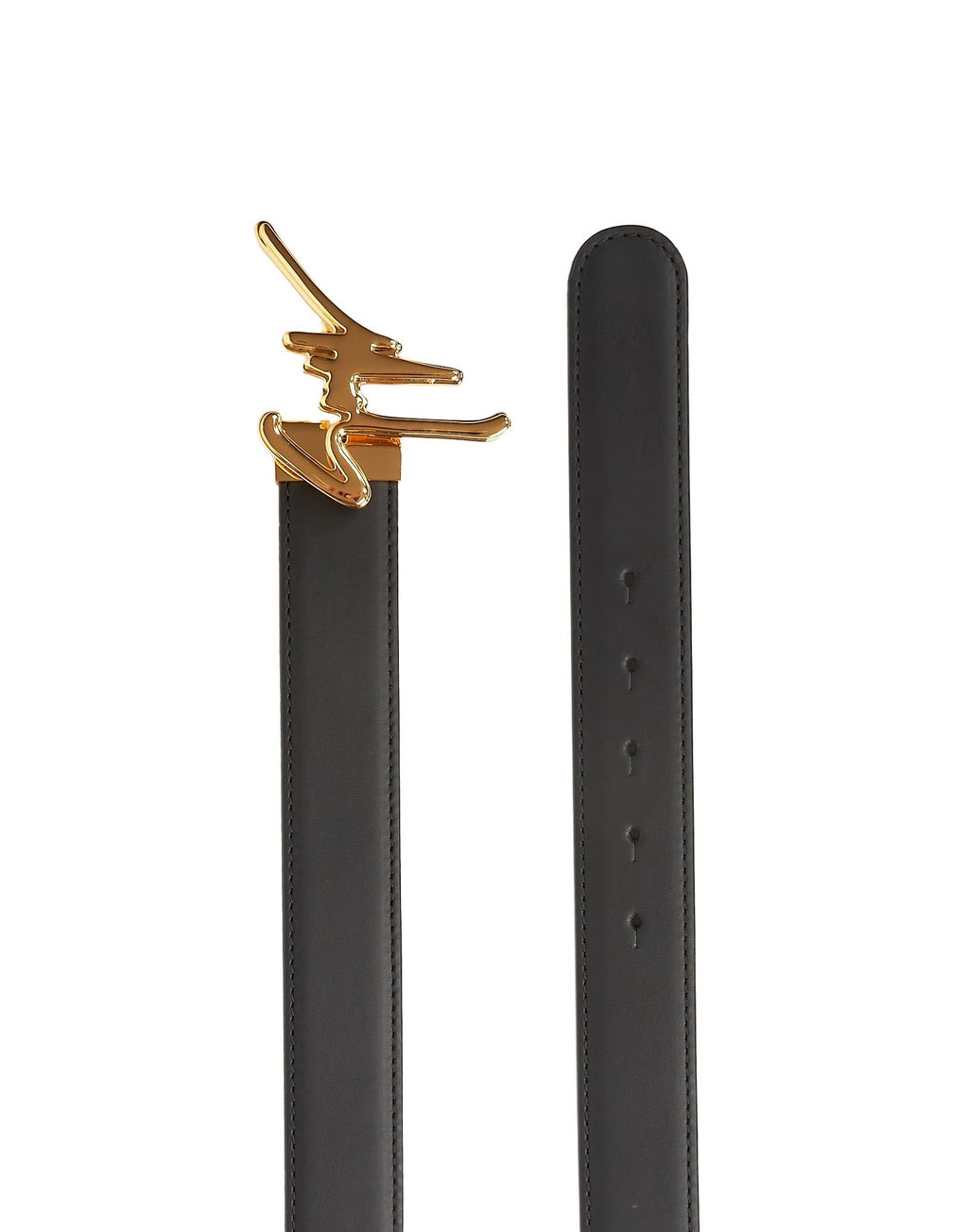 CINTURA NERA CON FIBBIA SIGNATURE ORO