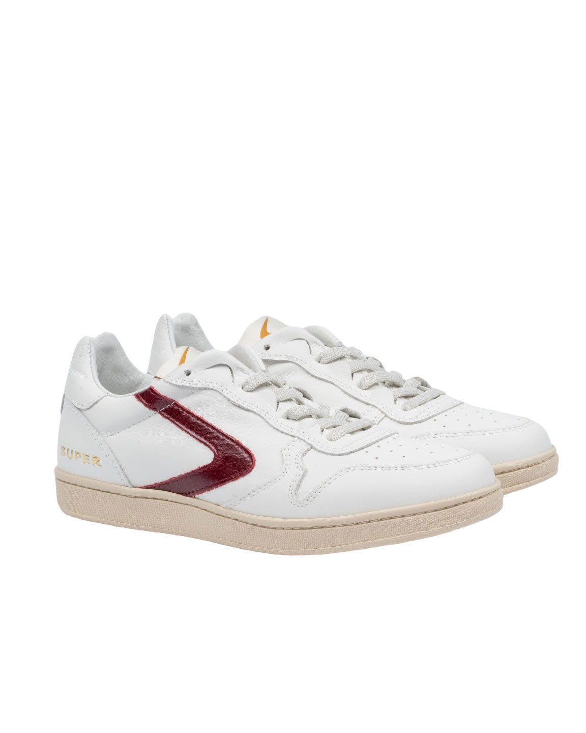 SCARPA SUPER PELLE BIANCA E BORDEAUX