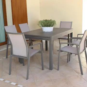 Tavolo Hawaii allungabile in alluminio taupe - 135/270 X 90