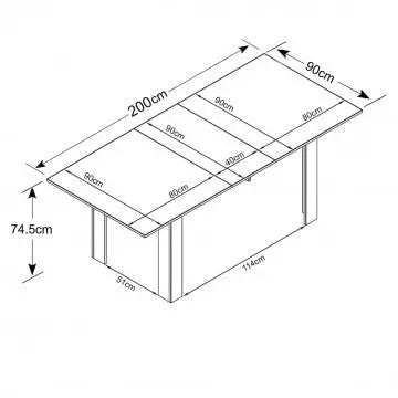 Tavolo Gemma Bianco e Grigio Effetto Cemento cm 160/200 x 90 x 75 h