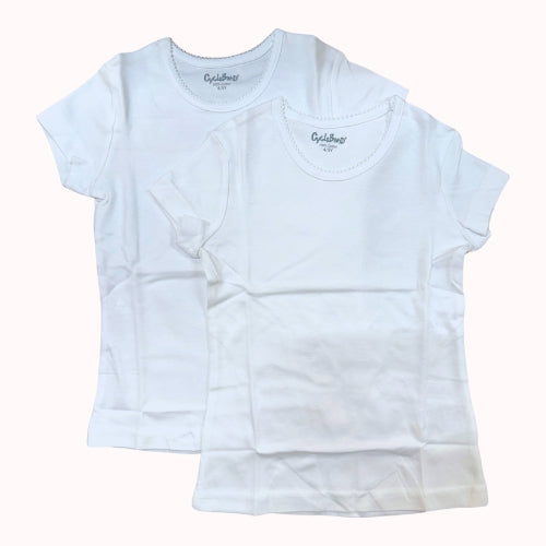 Cycleband - T-shirt Bimba (confezione Da Due Maglie) Mezza Manica In Caldo Cotone Con Merletto Sul Girocollo 100% Art. Ck327