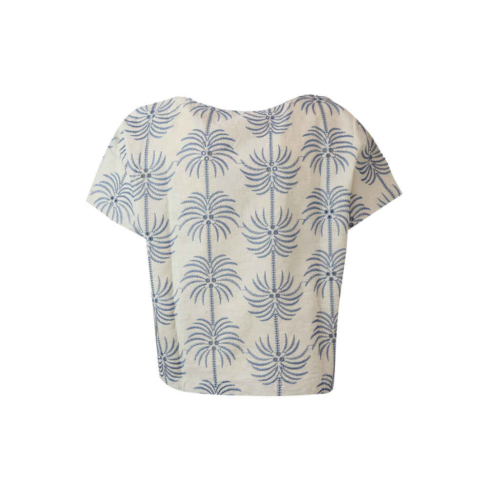 BLUSA FINGERE ECRU E BLU